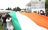 Biggest handwoven indian flag unvellied in london